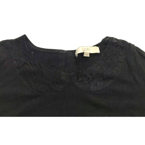 Ann Taylor Loft Pullover Light Sweater Small S Black Peter Pan Ribbed Lot Of 2 - Picture 7 of 11